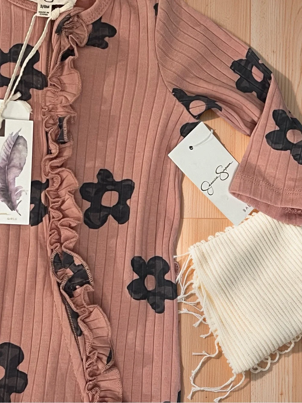 NWT Jessica Simpson Baby Floral Footie & Headband Set 3–6M